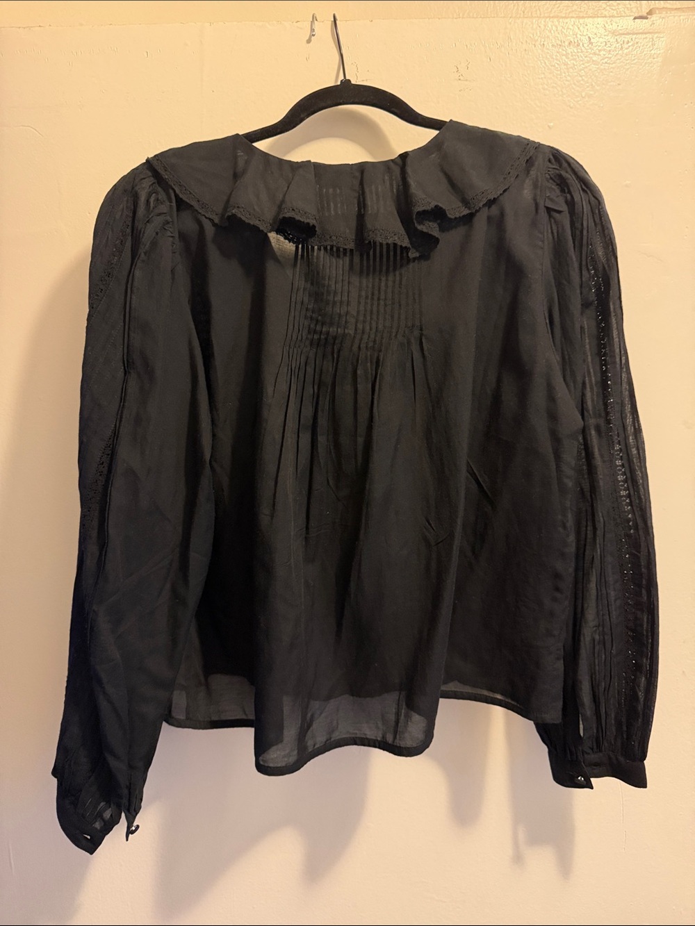 Madewell Black Ruffled V-Neck Blouse - Picture 3 of 5
